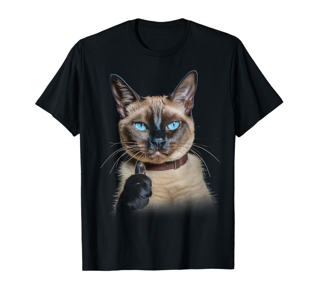 Amazon.com: Cute Siamese Cat Showing Thumbs Up T-Shirt
